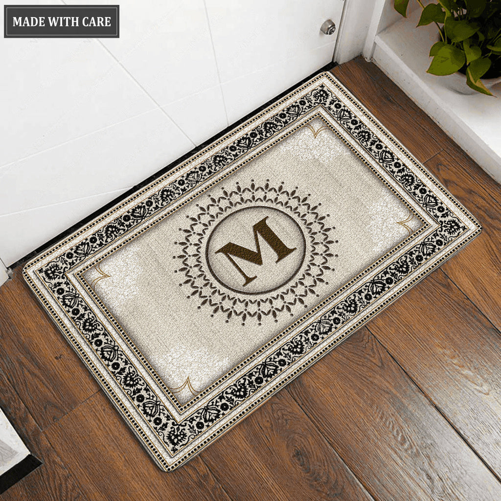 Printfamily L29 Monogram The First Letter of Family Name Personalized Doormat