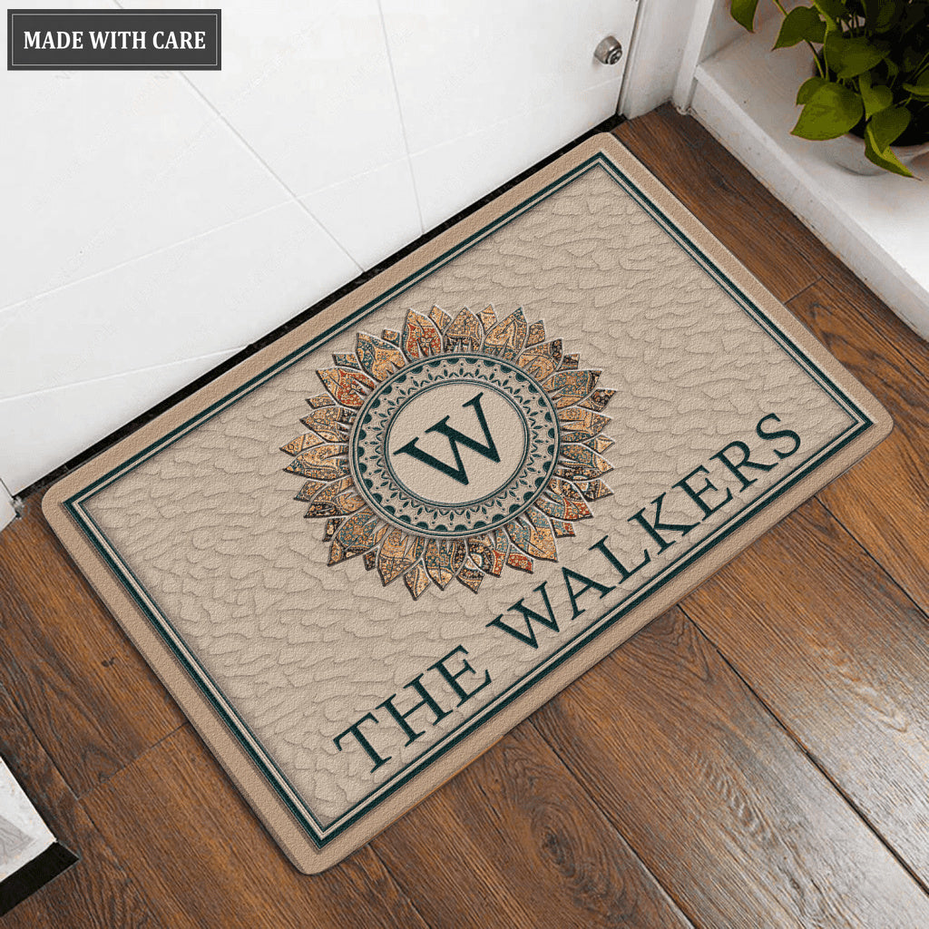 Printfamily L35 Monogram Collection Family Name Personalized Doormat