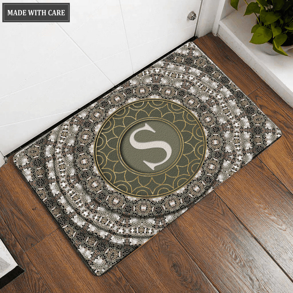 Printfamily L38 Monogram The First Letter of Family Name Personalized Doormat