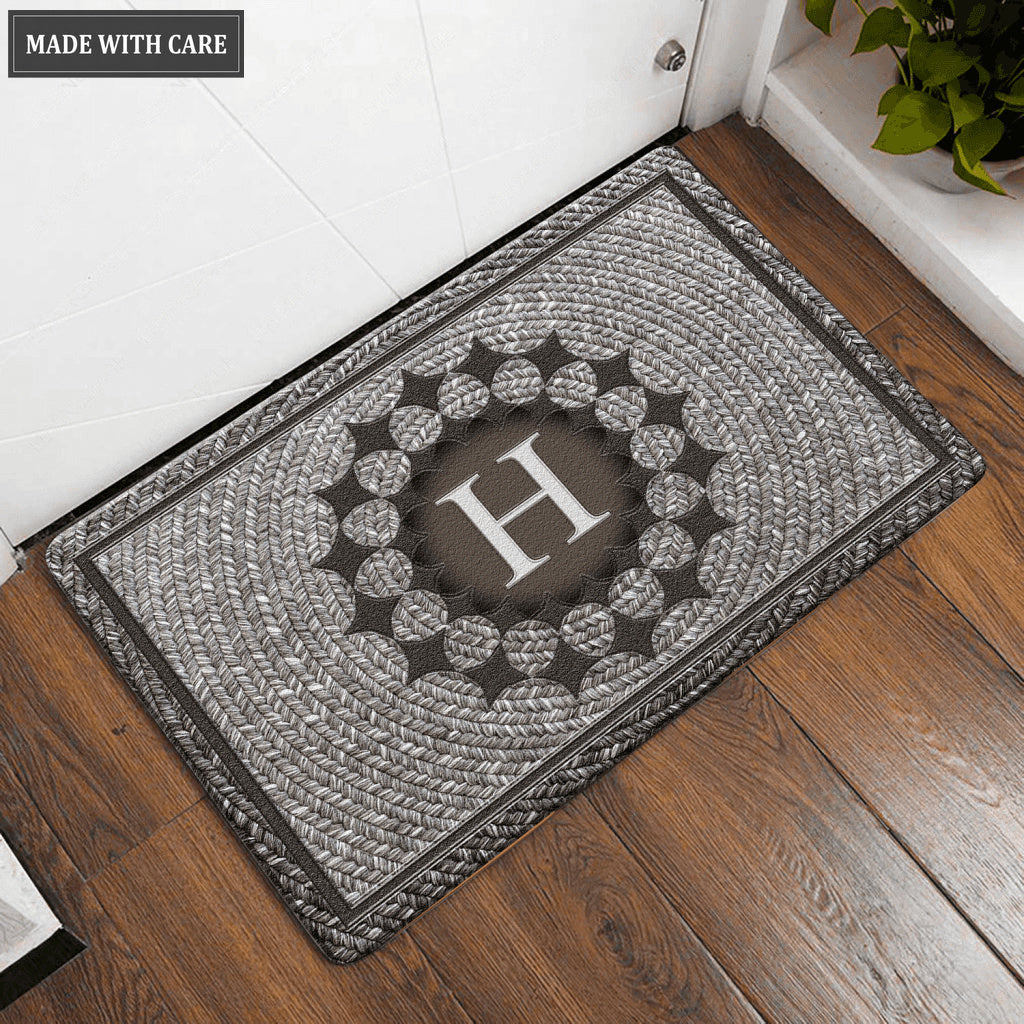 Printfamily L43 Monogram The First Letter of Family Name Personalized Doormat