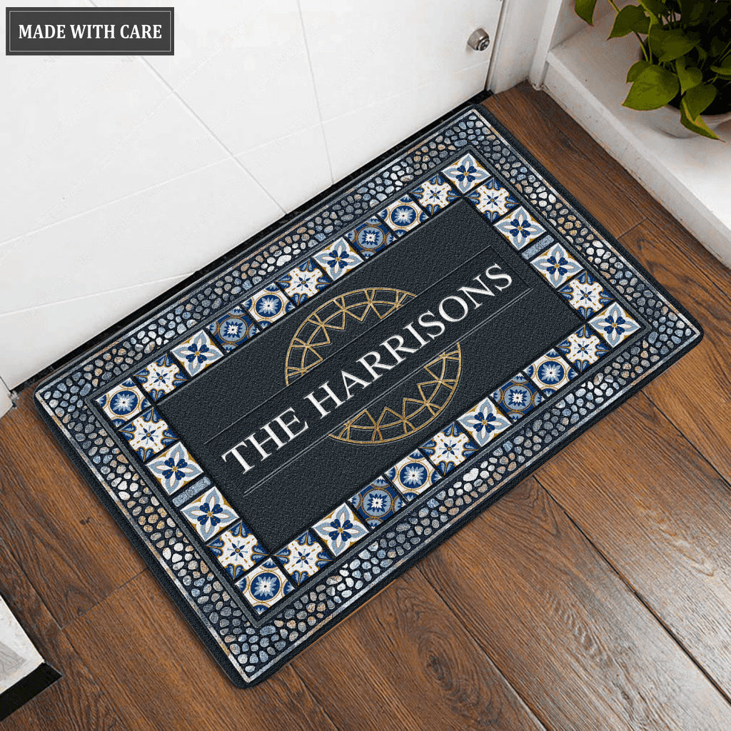 Printfamily L44 Monogram Collection Family Name Personalized Doormat