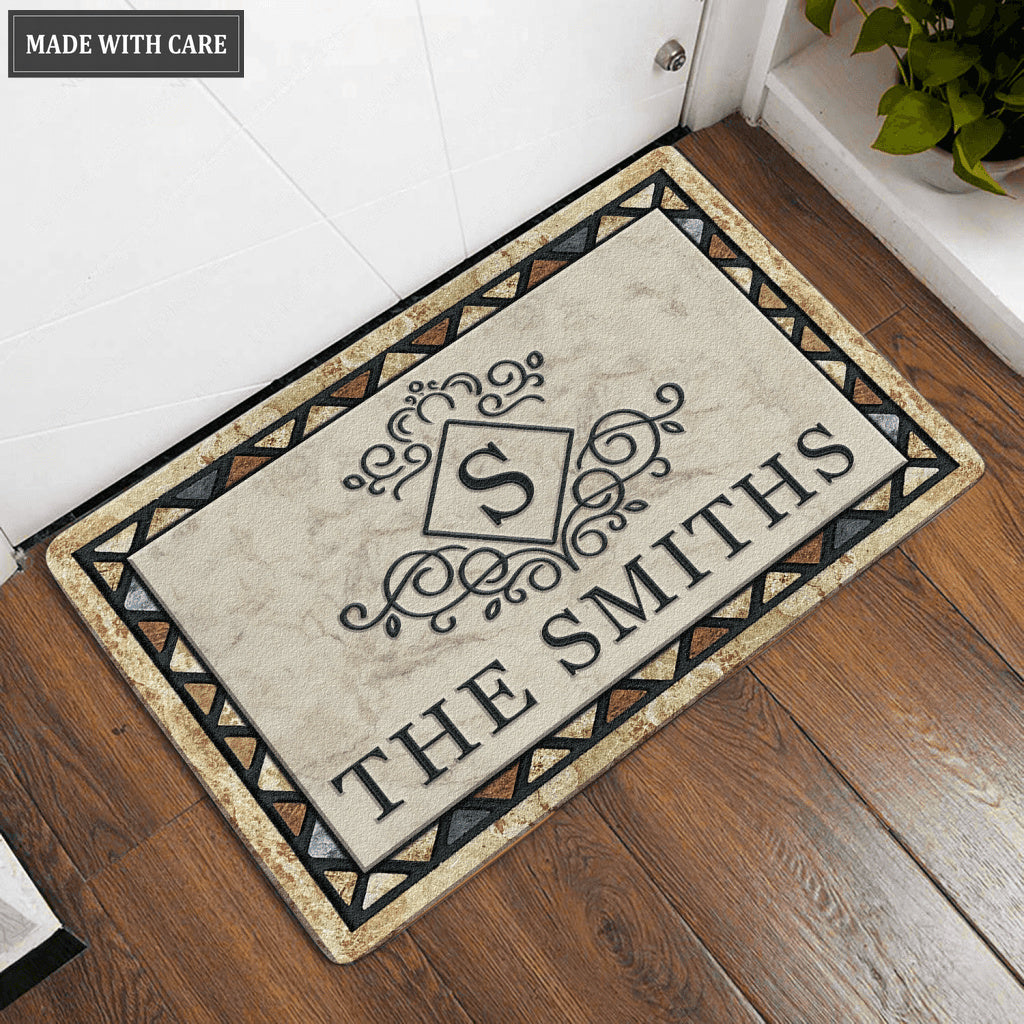 Printfamily L57 Royal Monogram Collection Family Name Personalized Doormat