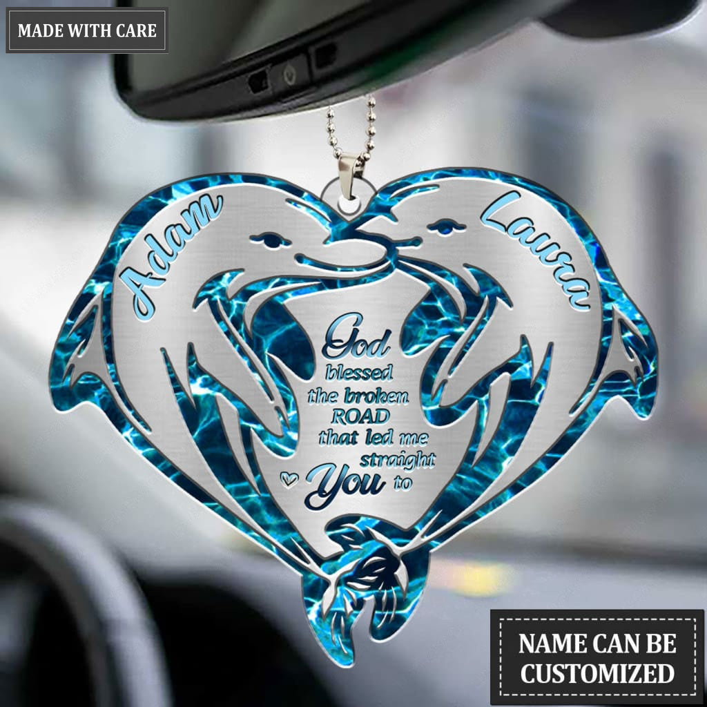 Printfamily M23 Dolphin Couple God Blessed Personalized Ornament
