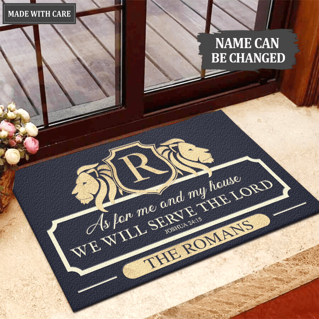 Lion Serve The Lord Personalized Doormat