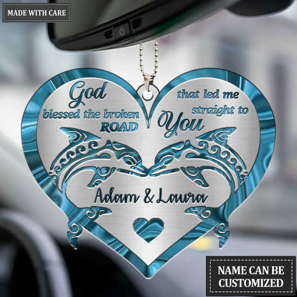 Printfamily M30 Dolphin Couple God Blessed Personalized Ornament