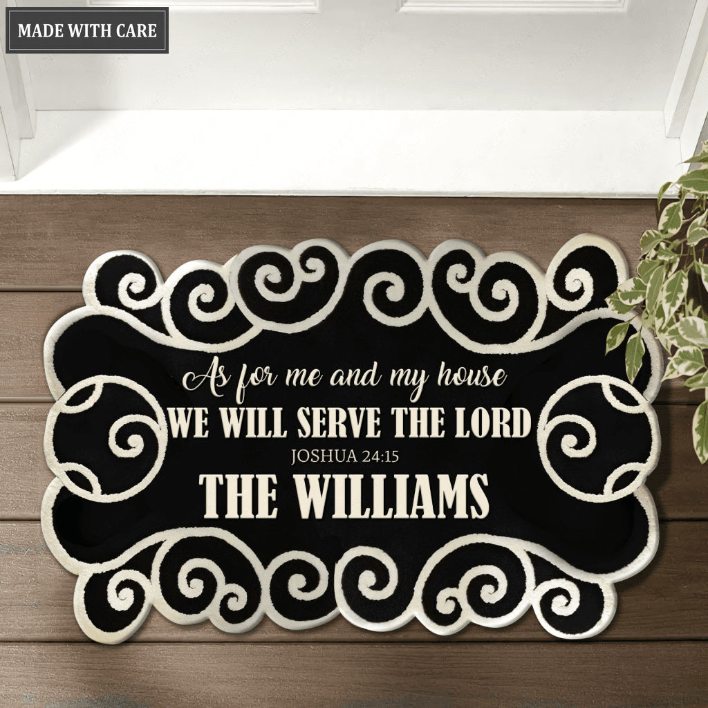 Personalized Monogram Serve The Lord Shaped Doormat