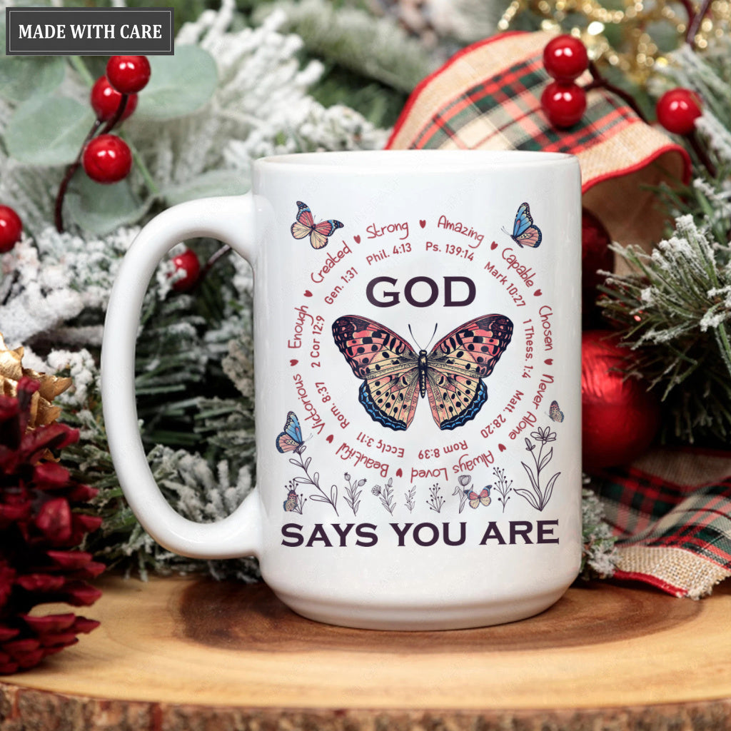 Vintage Butterlfy Wild Flower God Says You Are Mug
