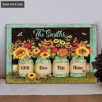 Personalized Sunflower Jars Bless This Home Wood Rectangle Sign
