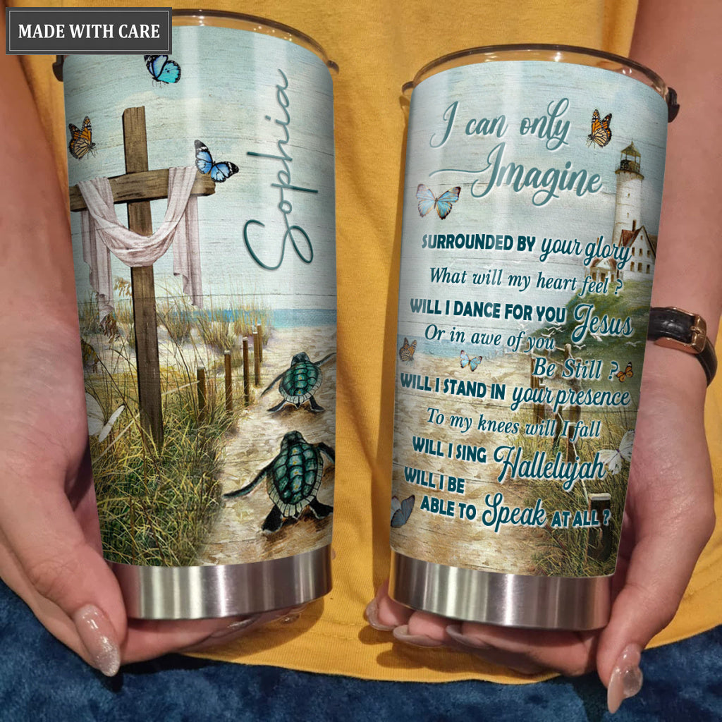 Beach Sand Sea Turtles Lighthouse Surrounded By The Glory Personalized Tumbler