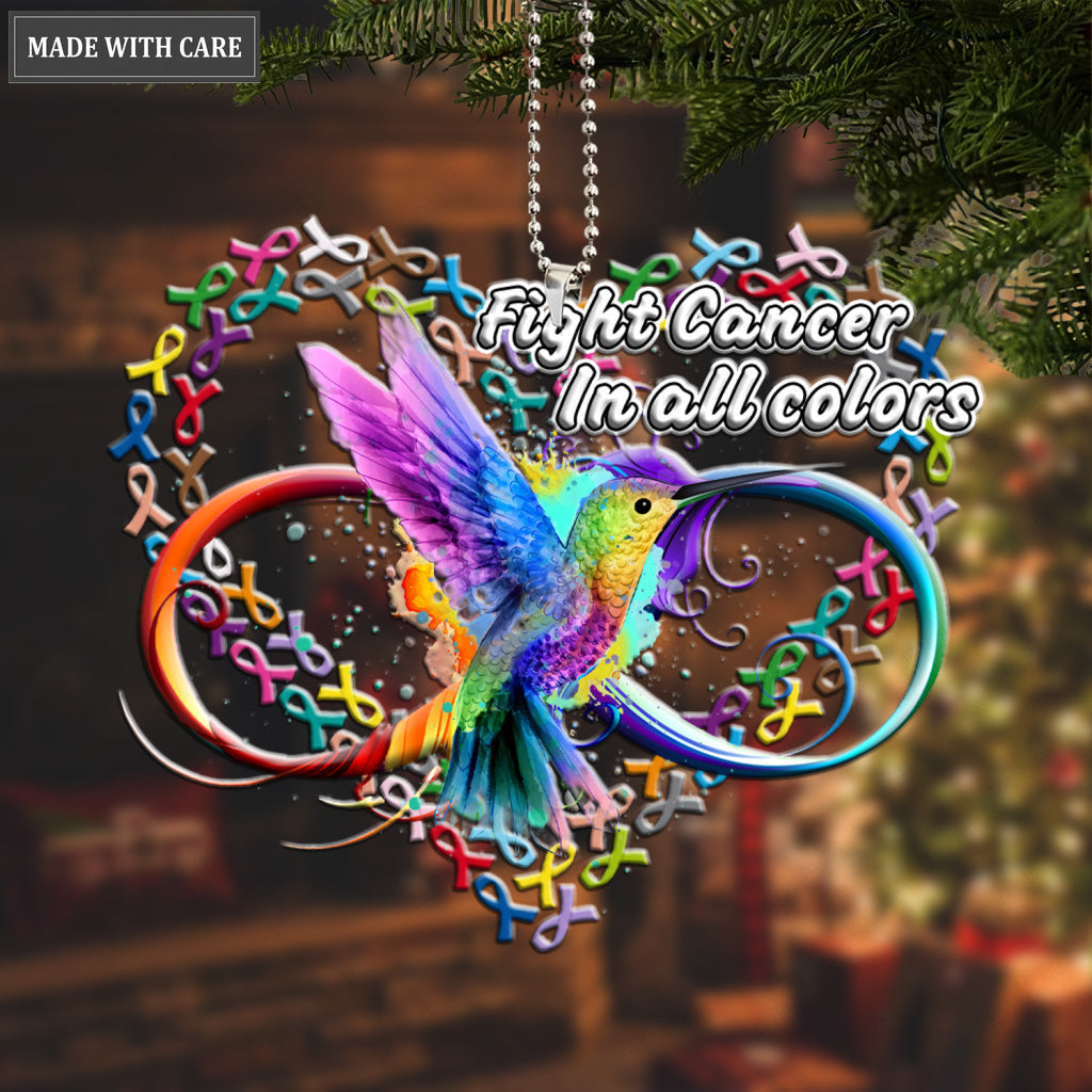 Printfamily M136 Hummingbird Fight Cancer In All Colors Ornament