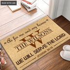 Vintage First Letter And Family Name As For Me And My House Personalized Doormat