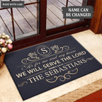 Elegant Line Serve The Lord Personalized Doormat