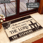 Cross Serve The Lord Personalized Doormat