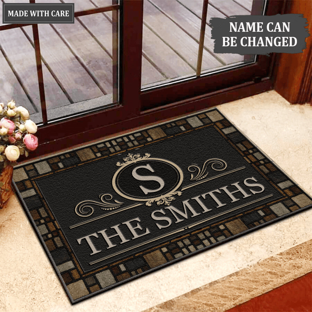 Printfamily L214 Elegant Vintage Monogram Collection Family Name Personalized Doormat