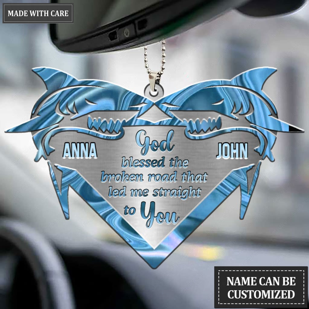 Printfamily M52 Shark Couple God Blessed Personalized Ornament