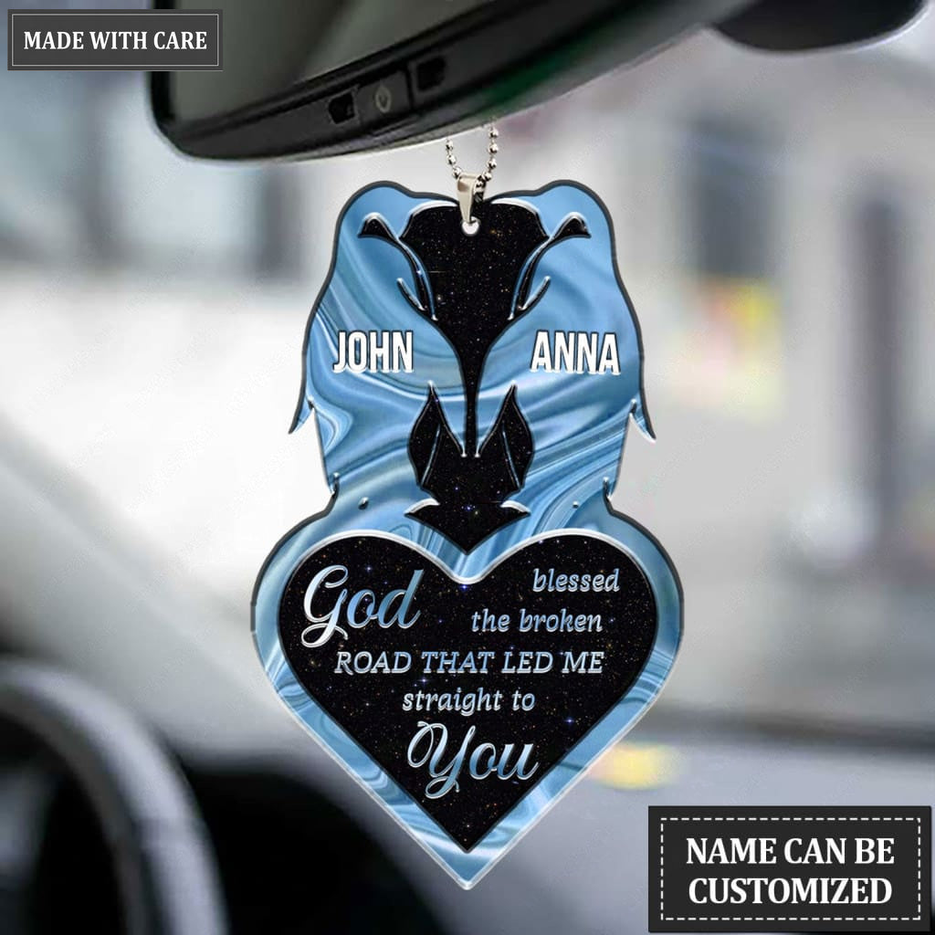 Printfamily M56 Penguin Couple God Blessed Personalized Ornament
