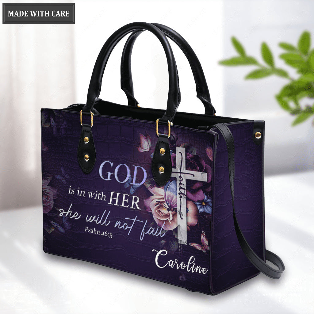 Printfamily L186 Flowers Butterfly God Is In With Her Personalized Custom Handbag