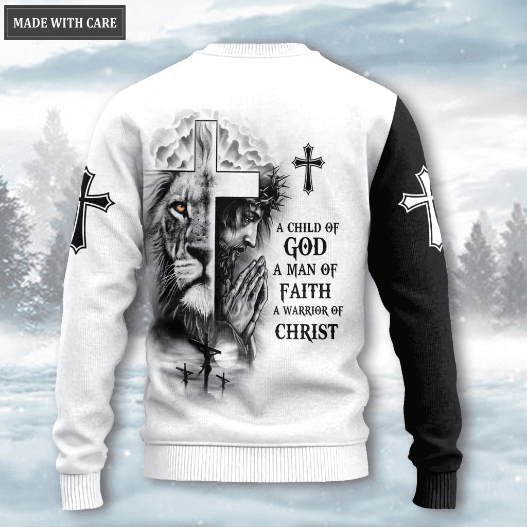 Faith Jesus Lion A Child Of God Personalized Wool Sweatshirt