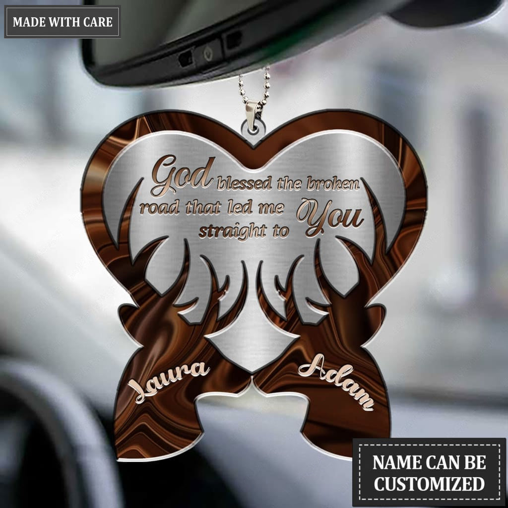 Printfamily M66 Deer Couple God Blessed Personalized Ornament