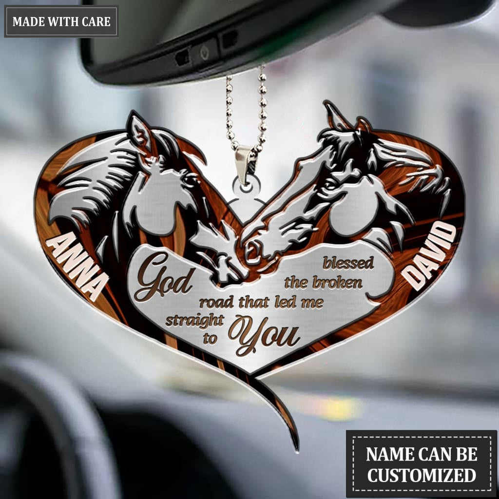 Printfamily M68 Horse Couple God Blessed Personalized Ornament