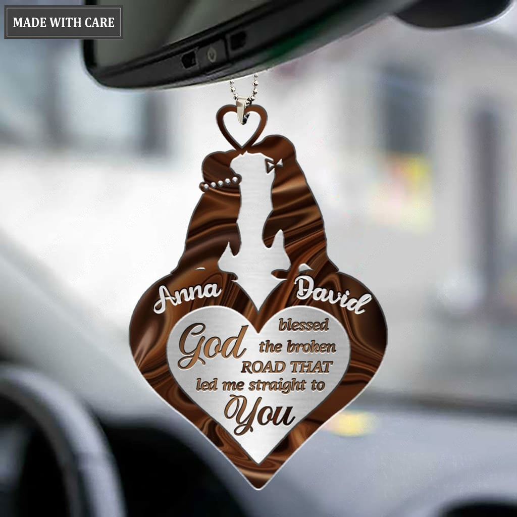 Printfamily M74 Penguin Couple God Blessed Personalized Ornament
