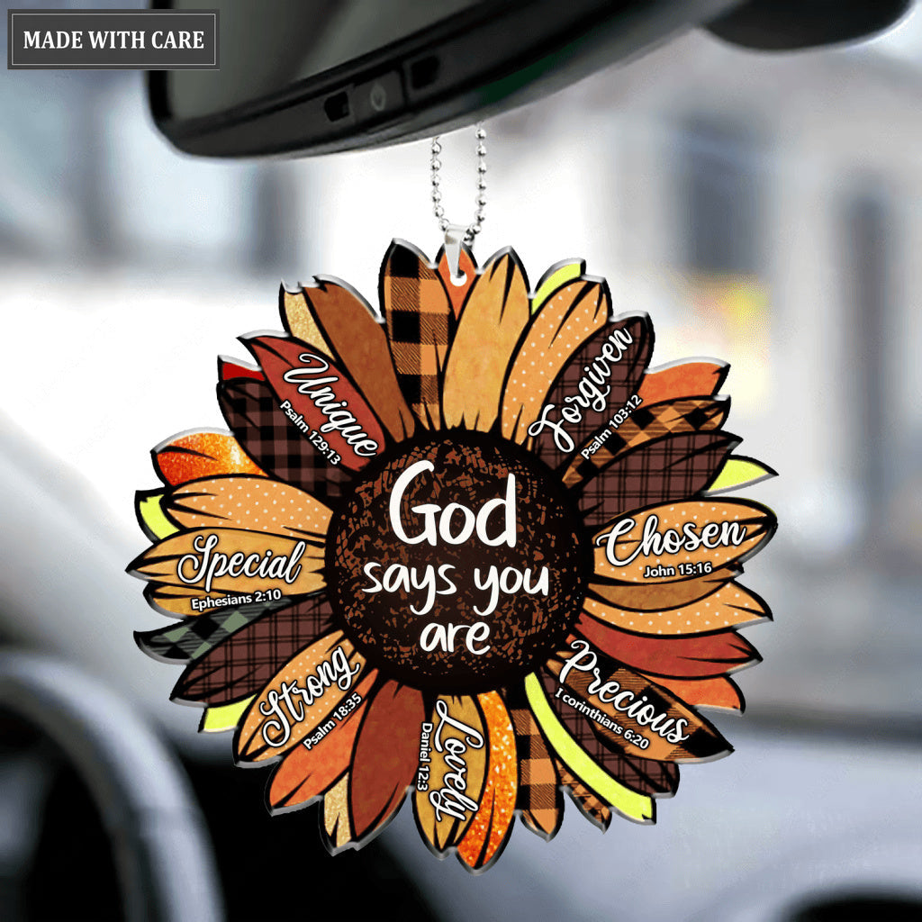 Fall Sunflower Sublimation God Says You Are Ornament