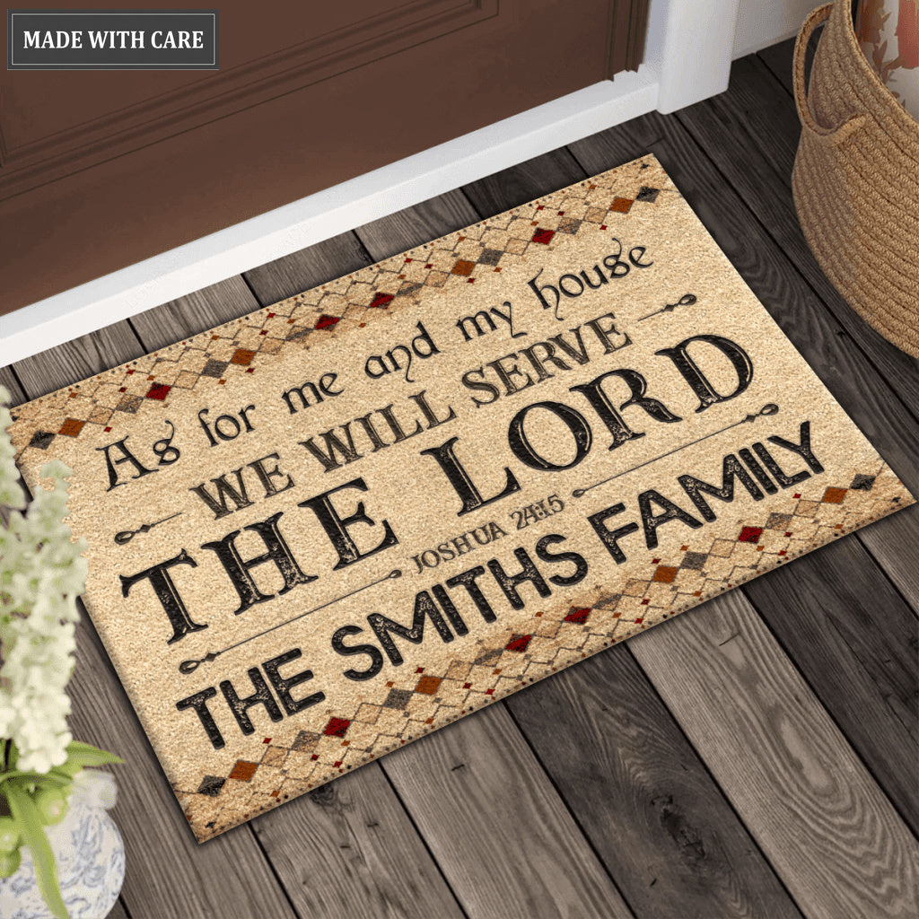Vintage Boho As For Me And My House Personalized Doormat