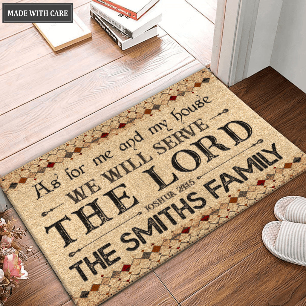 Vintage Boho As For Me And My House Personalized Doormat
