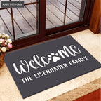 Dog Paws Doormat, Personalized Door Mat, Last Name Doormat