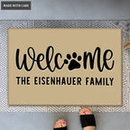Dog Paws Doormat, Personalized Door Mat, Last Name Doormat