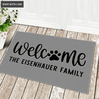 Dog Paws Doormat, Personalized Door Mat, Last Name Doormat