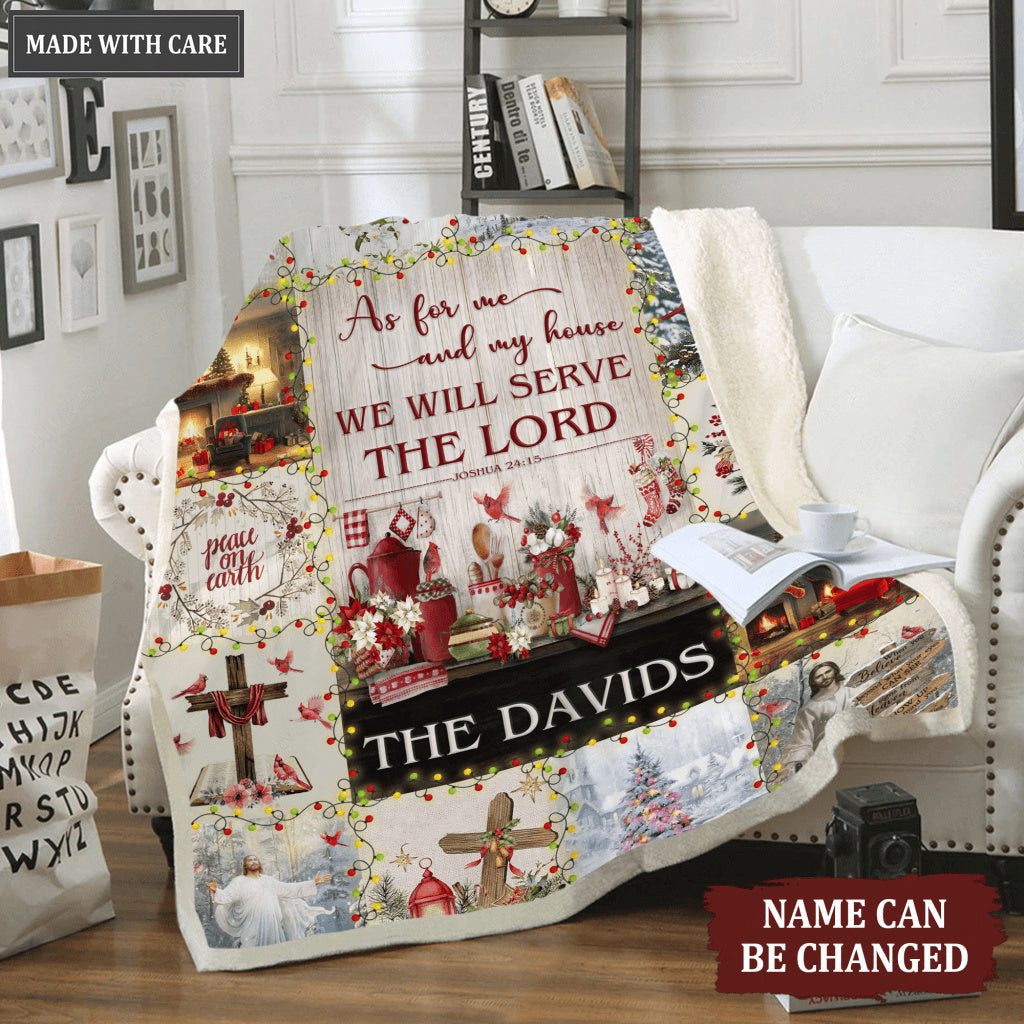Christmas Flower And Birds As For Me And My House Personalized Blanket