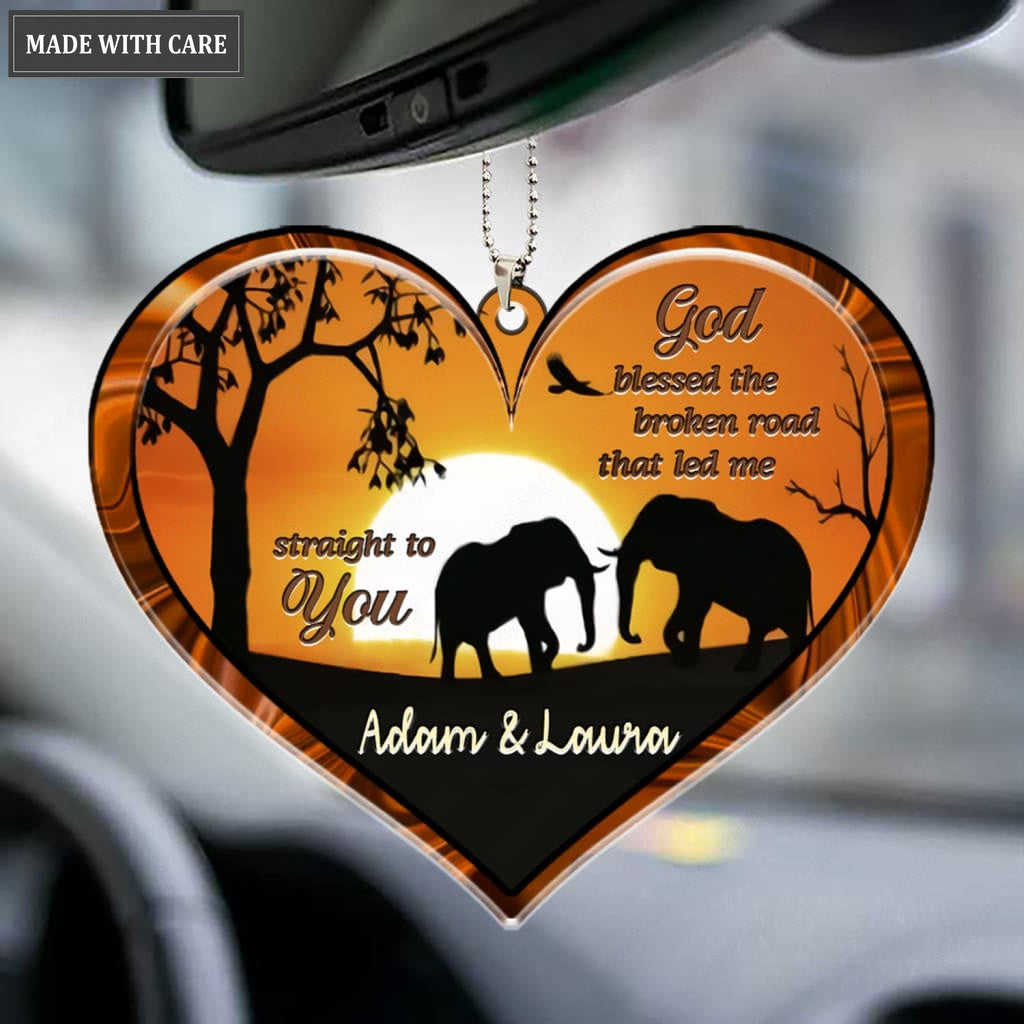 Printfamily M82 Elephant Couple God Blessed Personalized Ornament