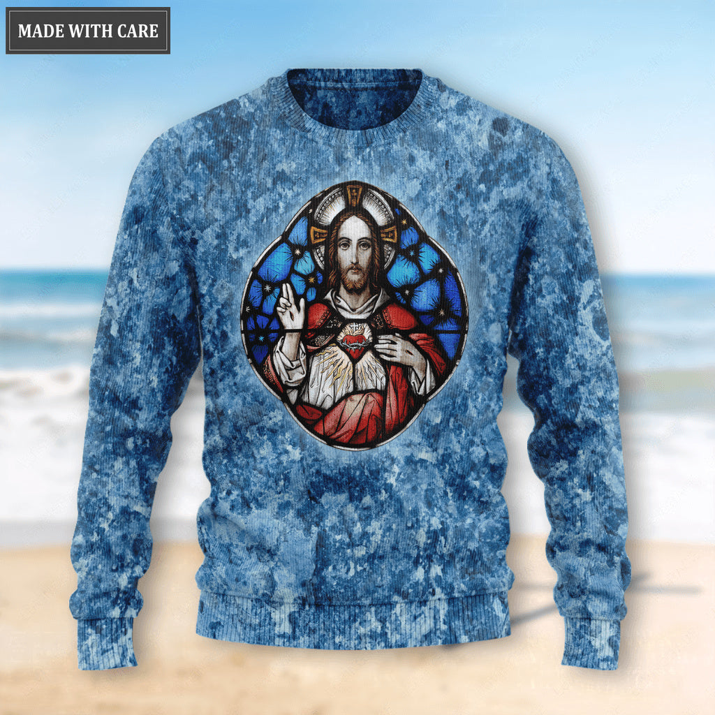 Jesus Showing His Heart Let Your Faith Be Bigger Than Your Fear Wool Sweatshirt