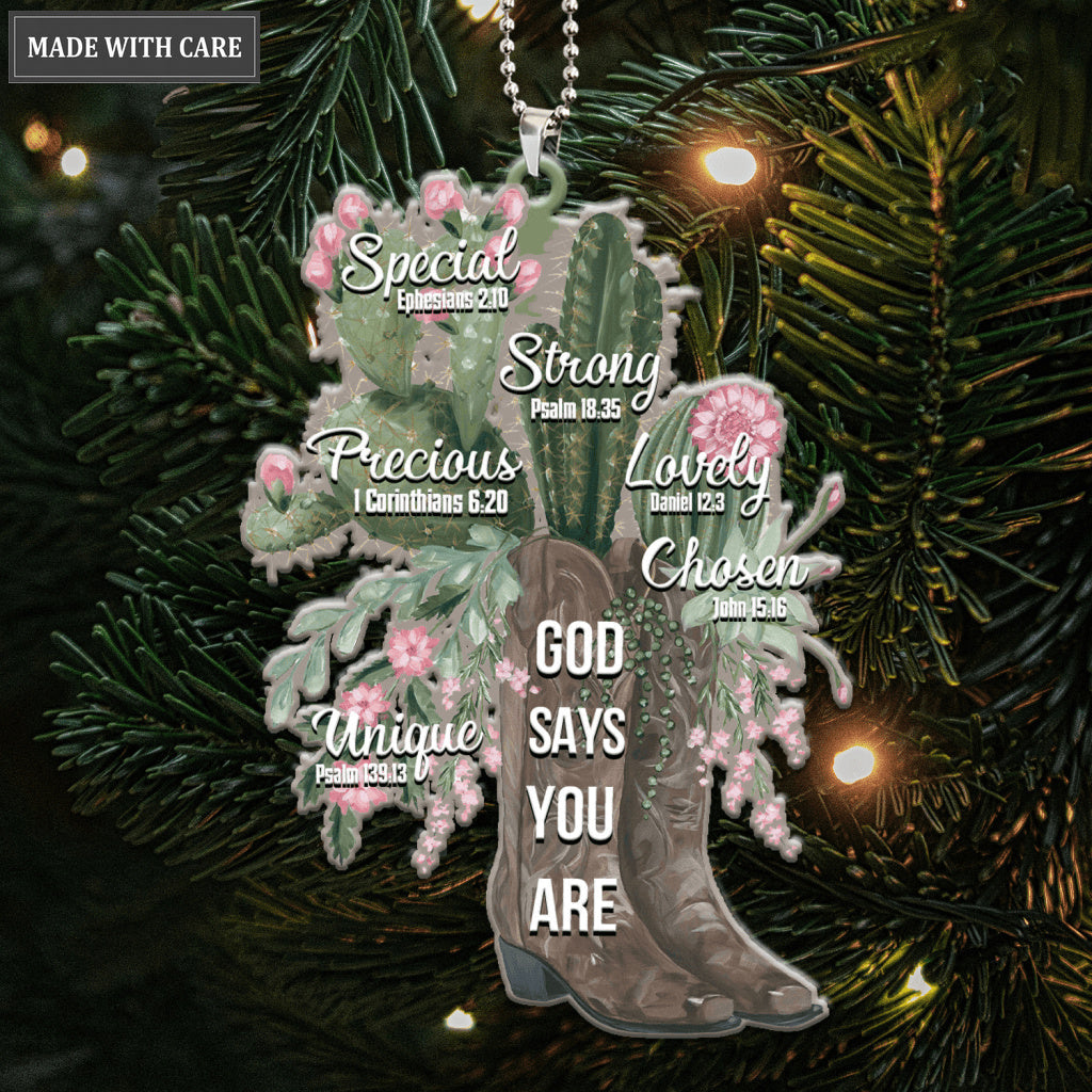 Printfamily M123 Cactus Boots God Says You Are Ornament