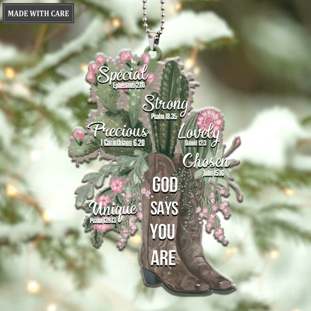 Printfamily M123 Cactus Boots God Says You Are Ornament