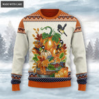 Thanksgiving Floral Pumpkin Bird Wool Knitted Pattern There Is Always Ugly Sweater