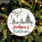 Baby Rabbit In Forest First Christmas Personalized Ornament