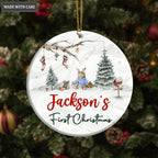 Baby Rabbit In Forest First Christmas Personalized Ornament