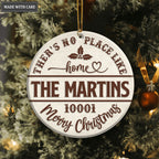 Christmas Vintage There's No Place Like Home Family Name And Zip Code Personalized Ornament