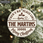 Christmas Vintage There's No Place Like Home Family Name And Zip Code Personalized Ornament