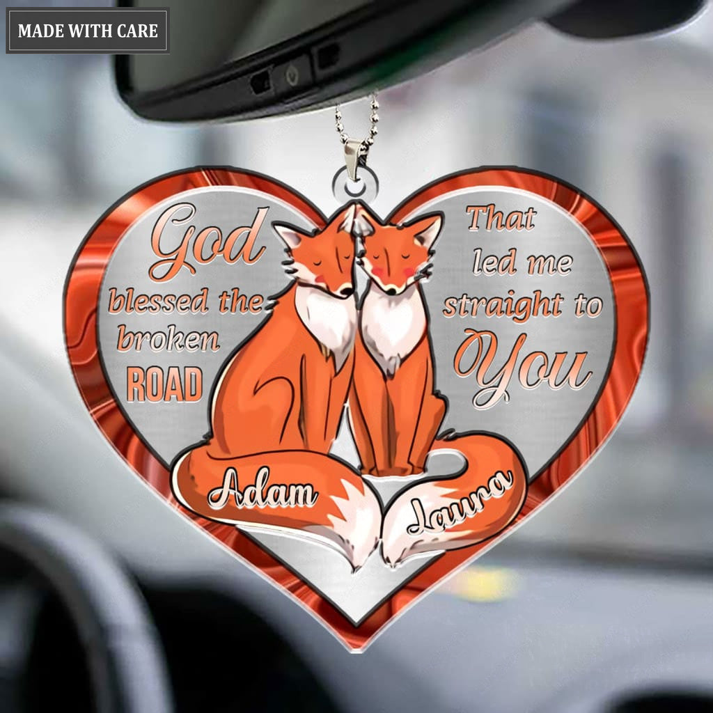Printfamily M84 Fox Couple God Blessed Personalized Ornament