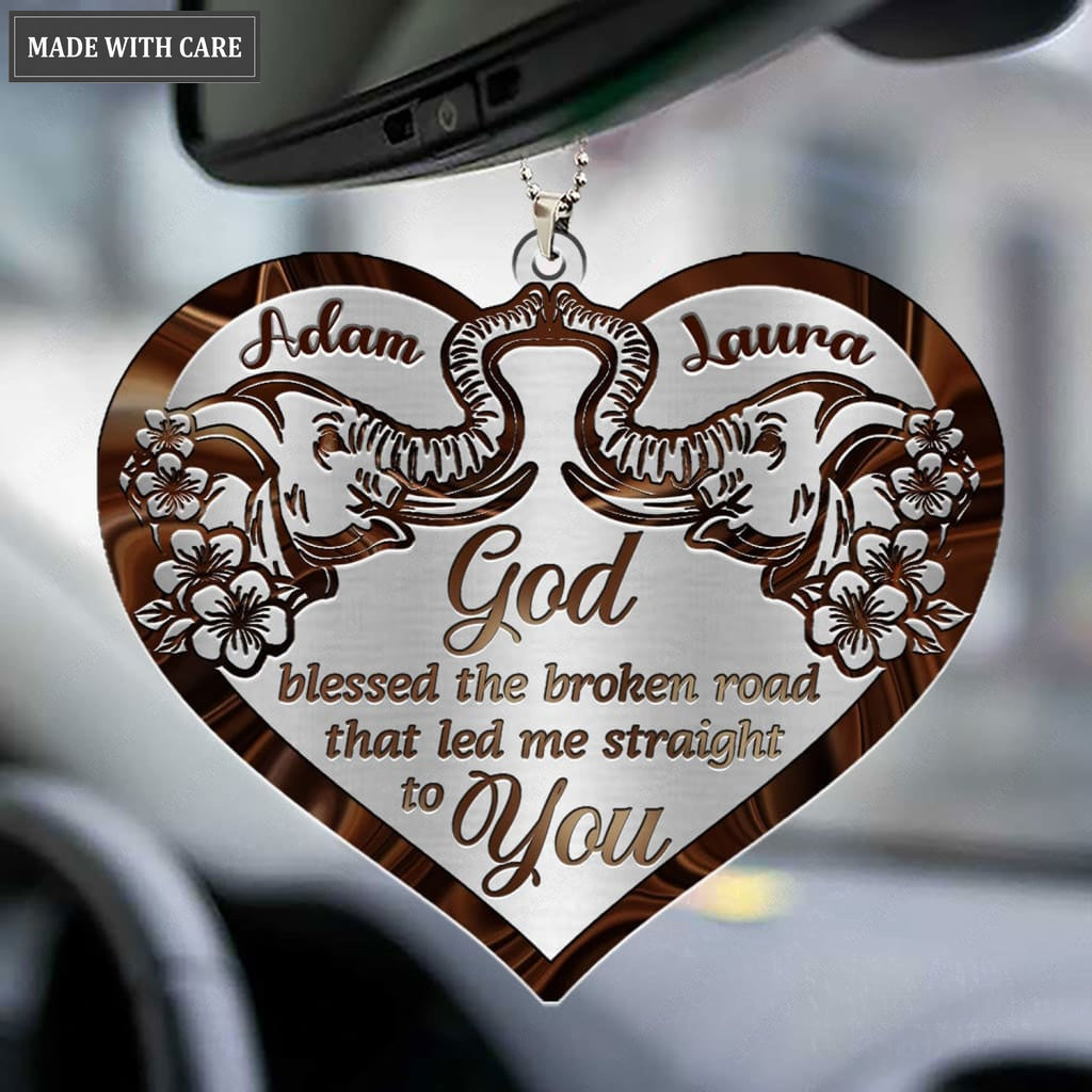Printfamily M86 Elephant Couple God Blessed Personalized Ornament
