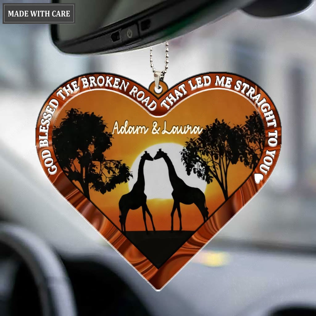 Printfamily M87 Giraffe Couple God Blessed Personalized Ornament
