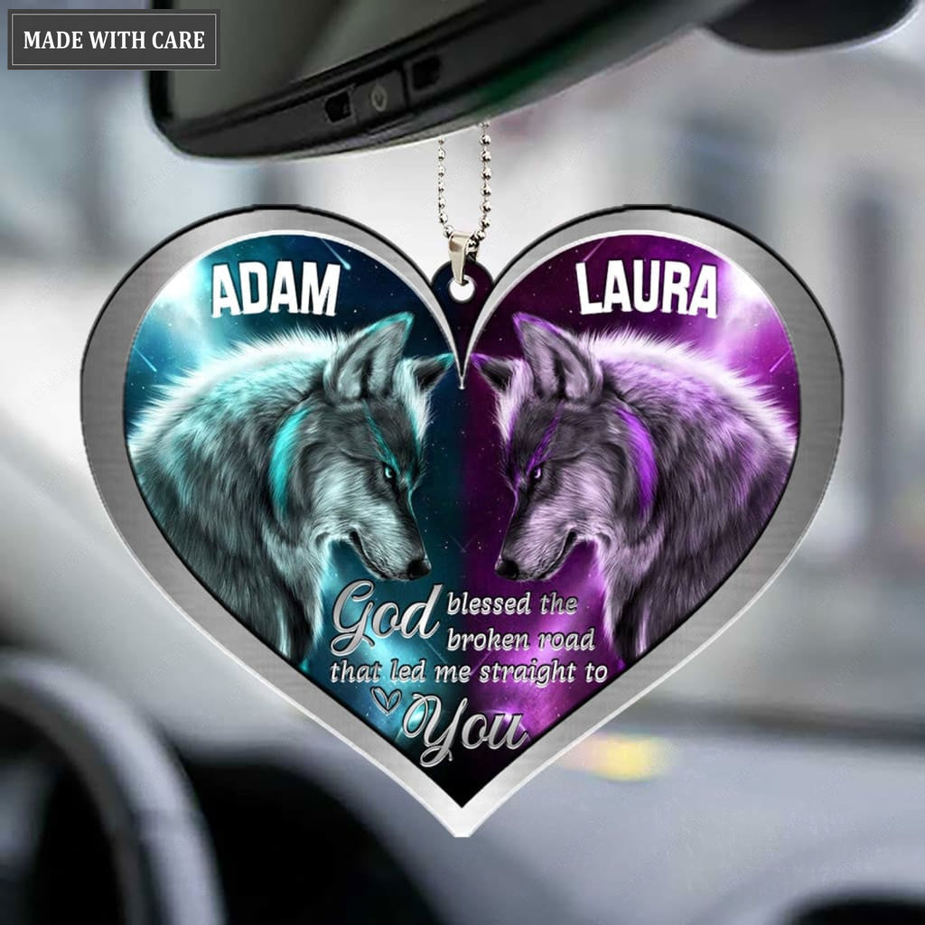 Printfamily M88 Wolf Couple God Blessed Personalized Ornament