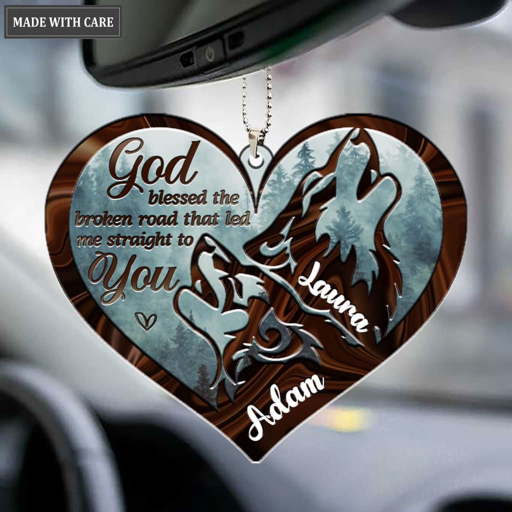 Printfamily M89 Wolf Couple God Blessed Personalized Ornament