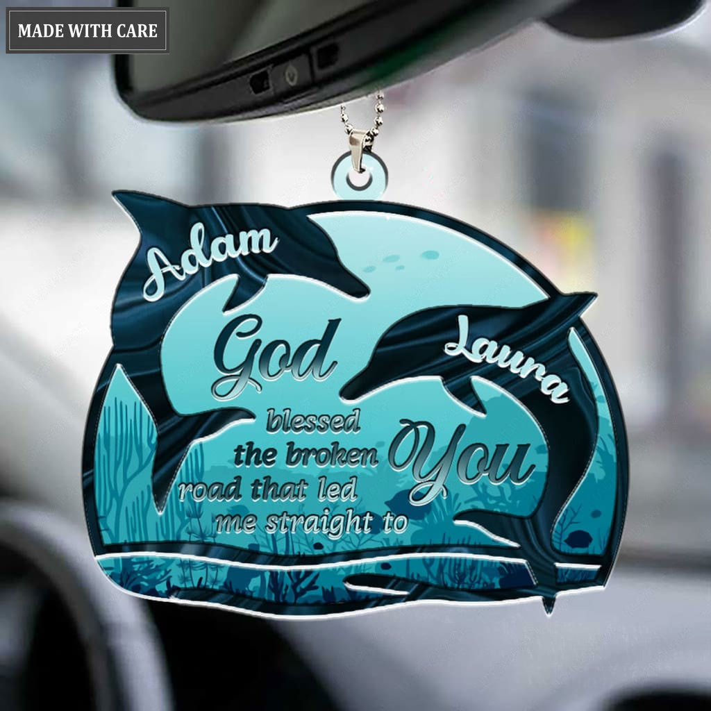 Printfamily M90 Dolphin Couple God Blessed Personalized Ornament