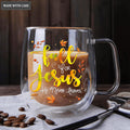 Fall For Jesus He Never Leaves Doubled-Wall Glass Mug