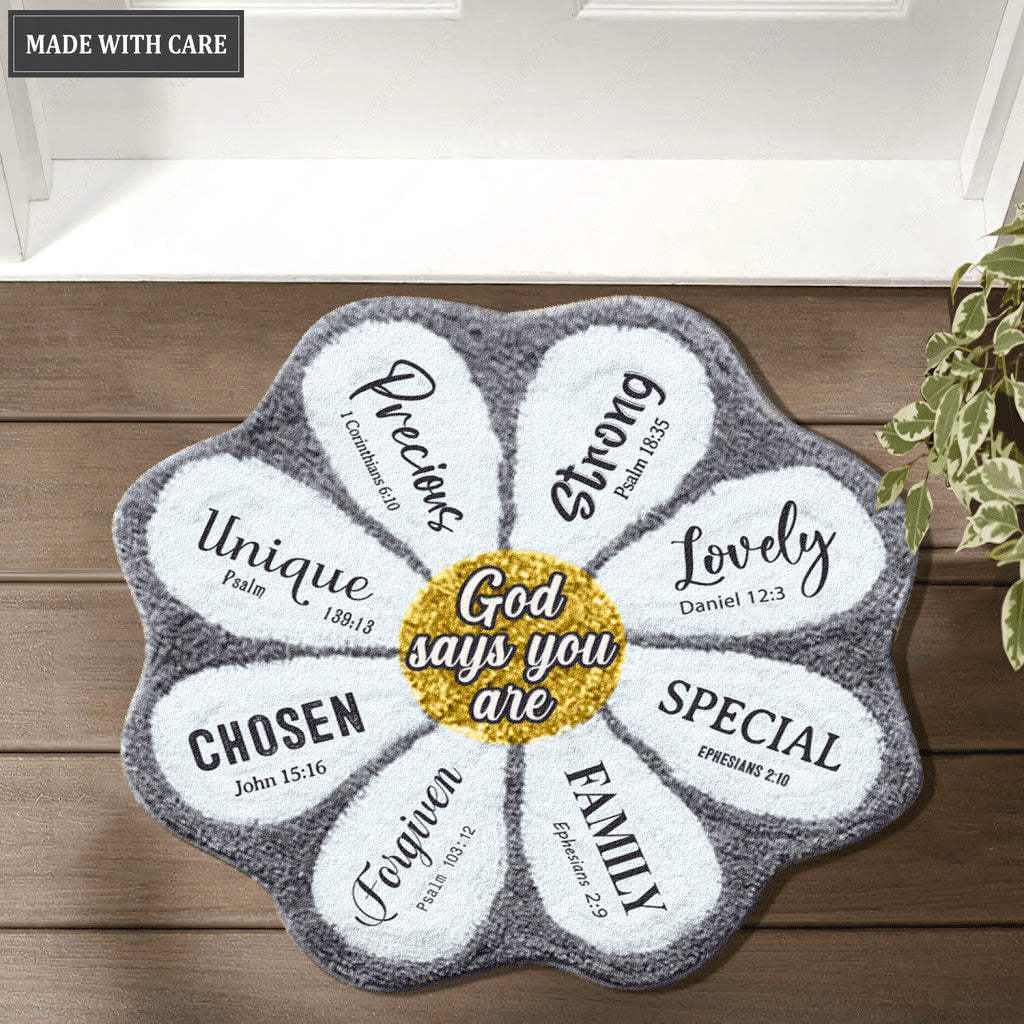 Daisy God Says You Are Shaped Doormat