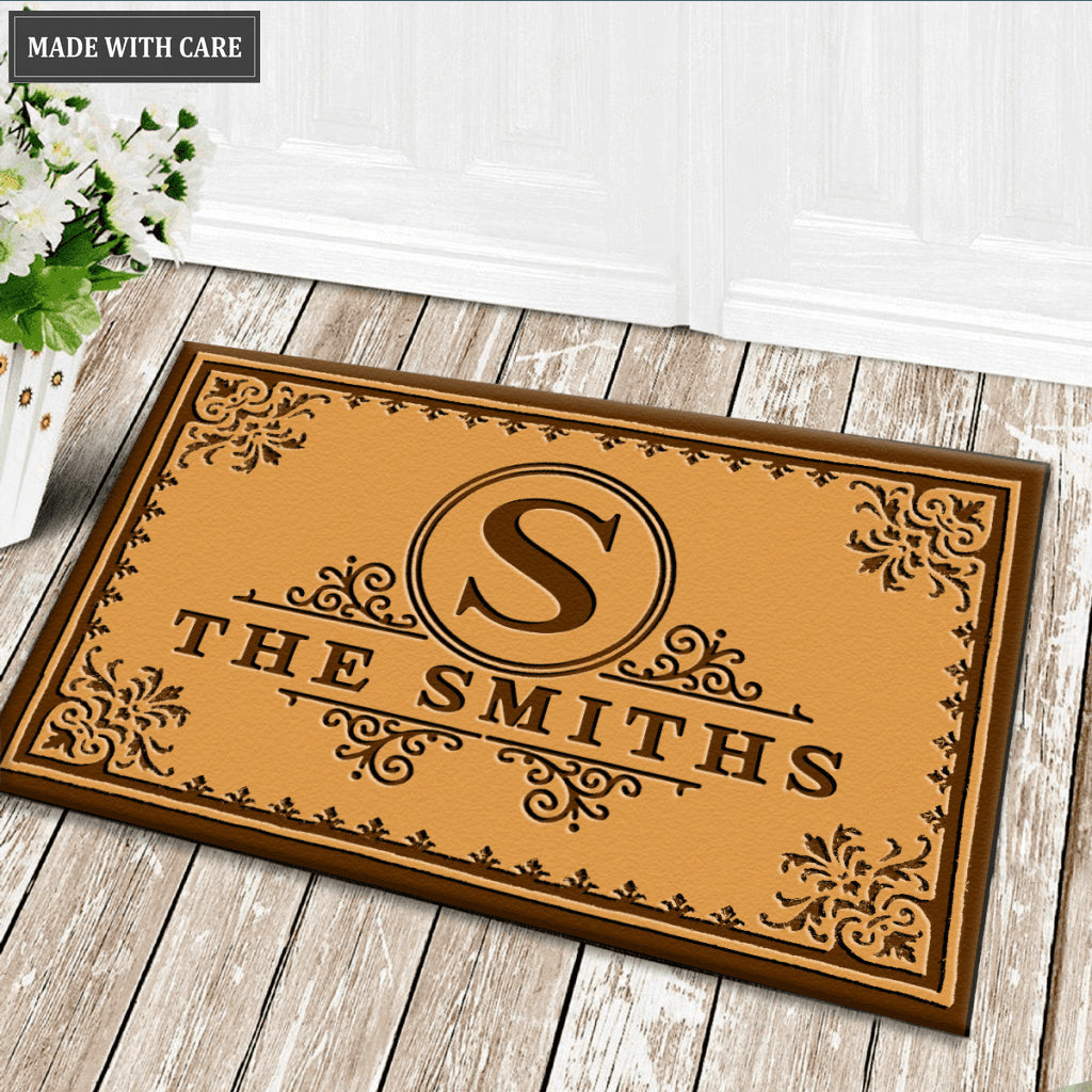 Printfamily M01 Vintage Monogram Collection Family Name Personalized Doormat